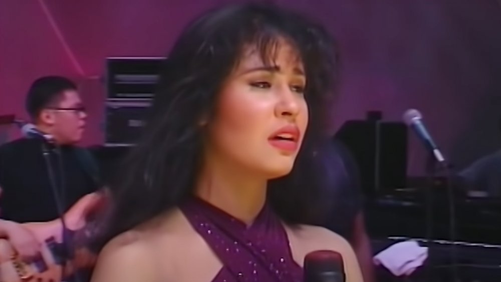 Selena Quintanilla on stage performing