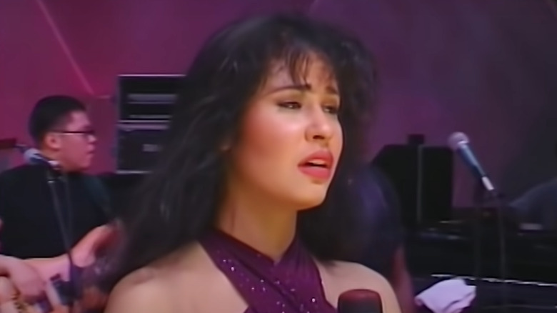 Selena Quintanilla on stage performing