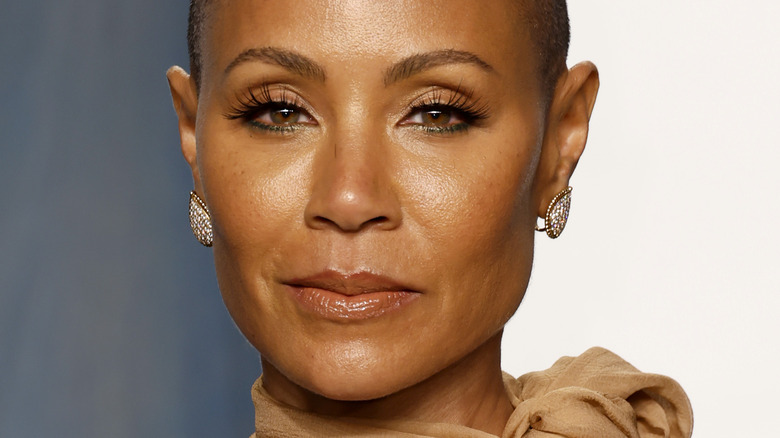 Jada Pinkett Smith wearing teardrop-shaped earrings