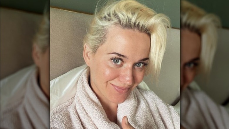 Katy Perry in bathrobe in selfie