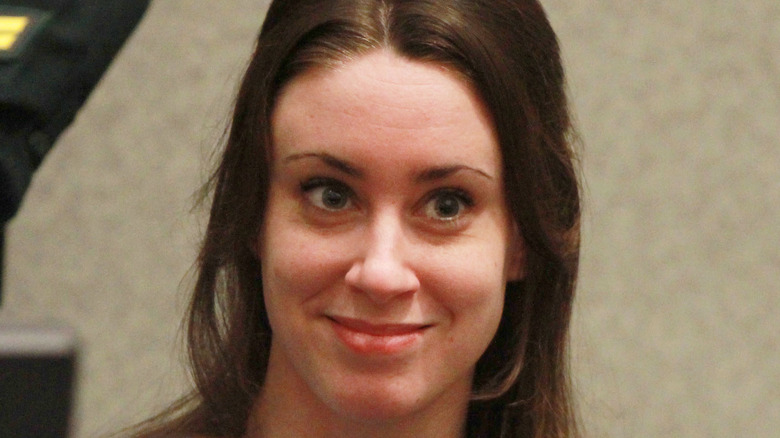 Casey Anthony smiling in court