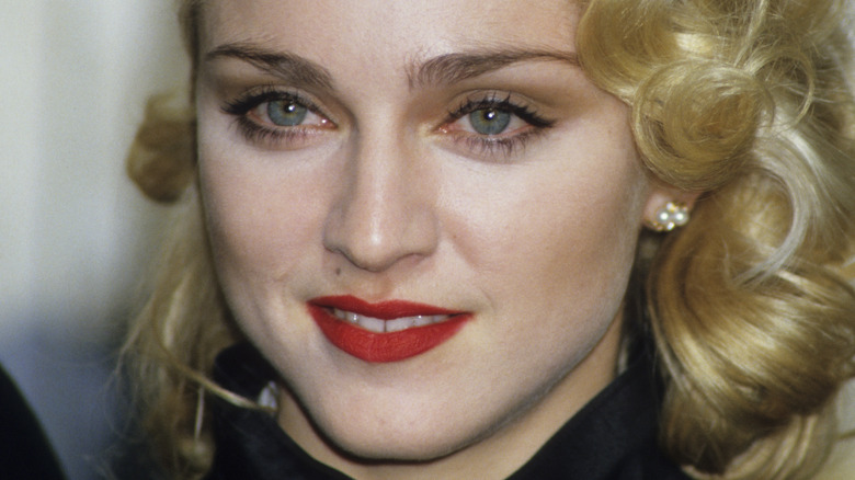 Madonna wearing red lipstick