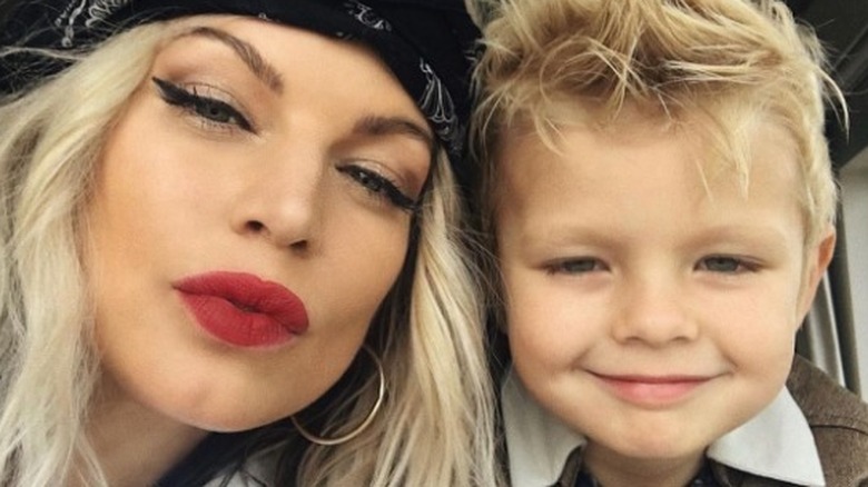 Fergie black bandana smiling son Axl