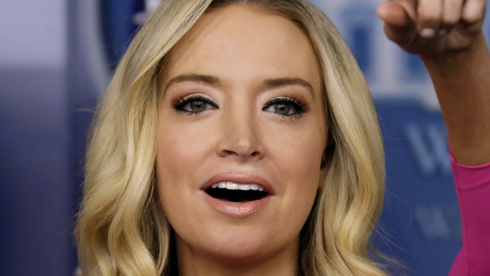 Kayleigh McEnany takes a question during a news conference