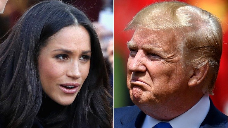 Meghan Markle at an event and Donald Trump during his state visit to the U.K.