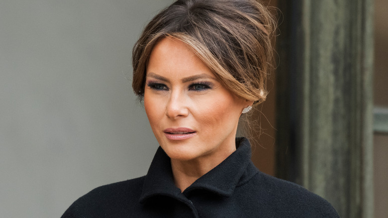 Melania Trump posing in all-black