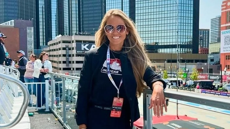 Nicole Curtis posing for selfie at Detroit race track