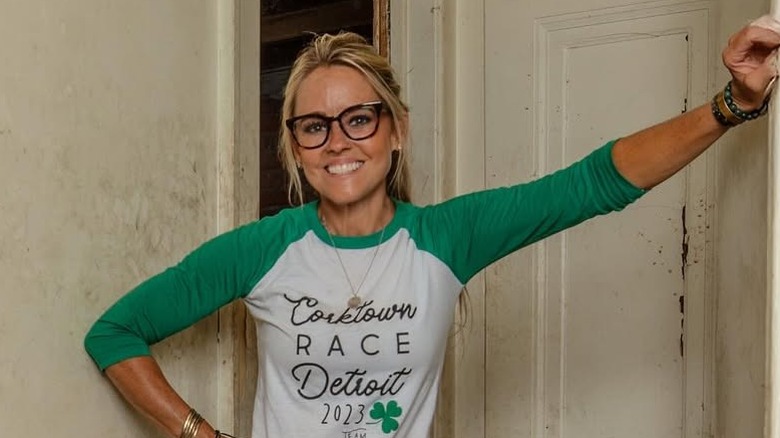 Nicole Curtis posing for Instagram snap during home renovation