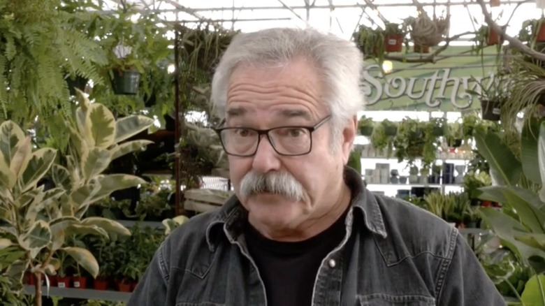 Paul James surrounded by greenery