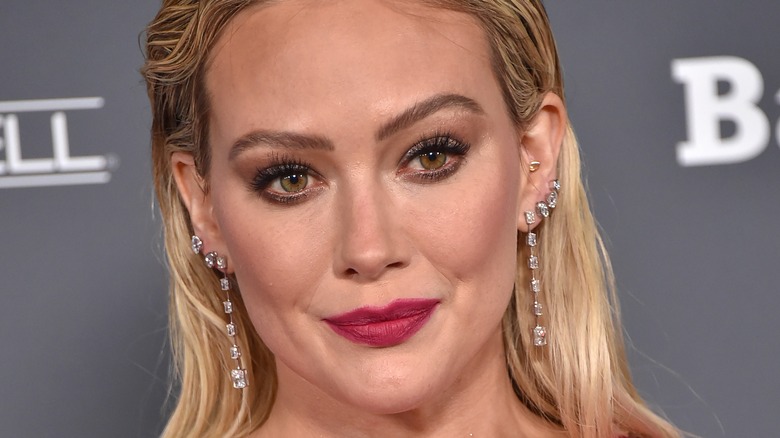 Hilary Duff with slicked back hair