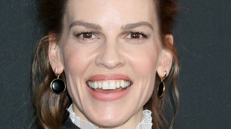 Hilary Swank black earrings