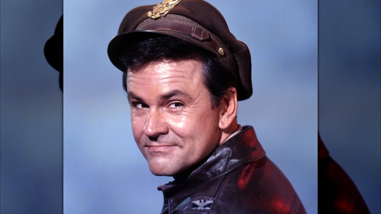 Bob Crane posing in his "Hogan's Heroes" hat.