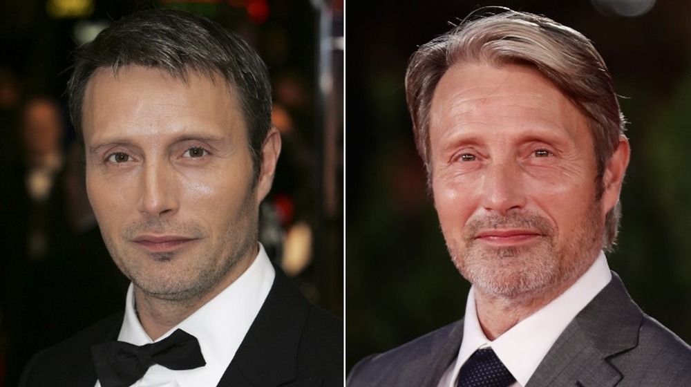 Mads Mikkelsen as a younger and older man