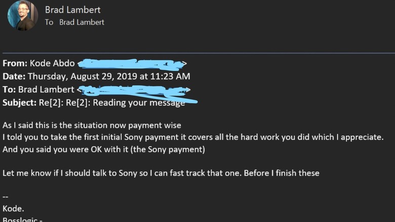 Brad's email with BossLogic 