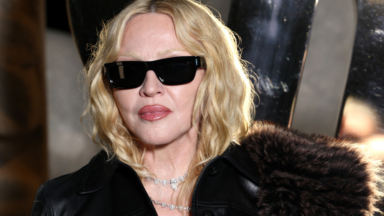 Madonna wearing sunglasses at the Saint Laurent Womenswear Spring 2026 show