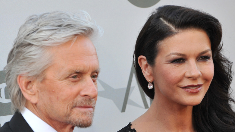 Catherine Zeta-Jones and Michael Douglas together, posing