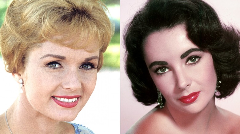 Debbie Reynolds smiling and Elizabeth Taylor posing
