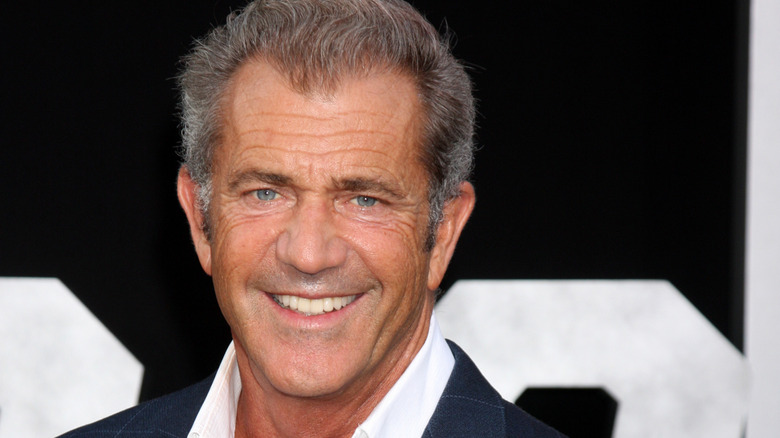 Mel Gibson beaming