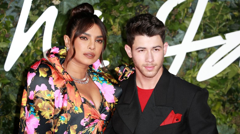 Priyanka Chopra and Nick Jonas pose side by side