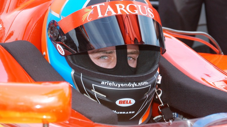 Arie Luyendyk Jr. in racing helmet