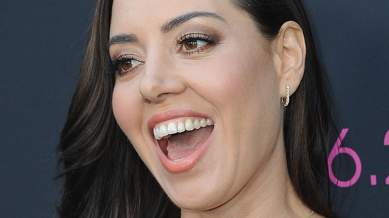 Aubrey Plaza with mouth open