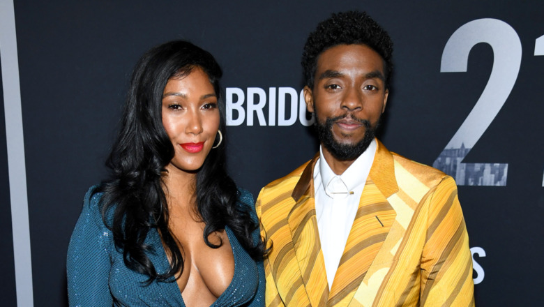 Simone Ledward and Chadwick Boseman smiling