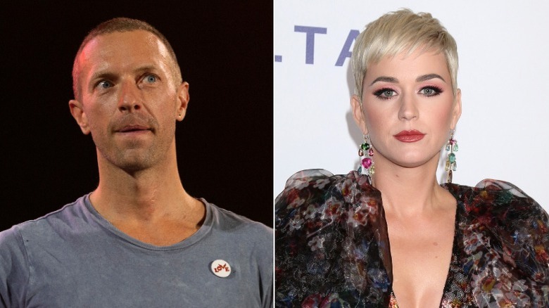 Chris Martin and Katy Perry split image
