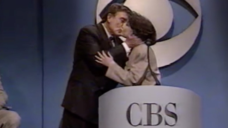 Dan Rather kissing Connie Chung
