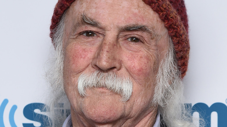 David Crosby red knit hat