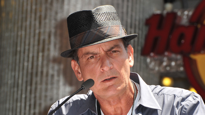 Charlie Sheen black fedora