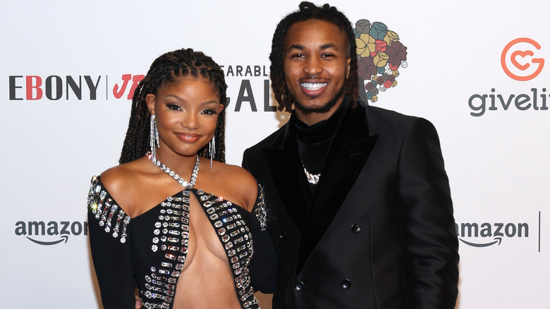 Halle Bailey and DDG red carpet