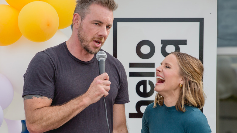 Kristen Bell laughs at Dax Shepard