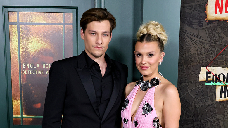 Jake Bongiovi and Millie Bobby Brown at the premiere of 'Enola Holmes 2'