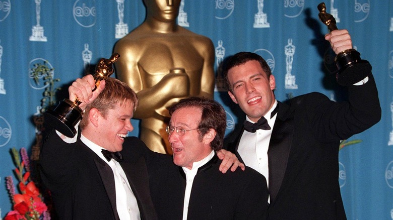 Matt Damon, Robin Williams, and Ben Affleck at the Oscars