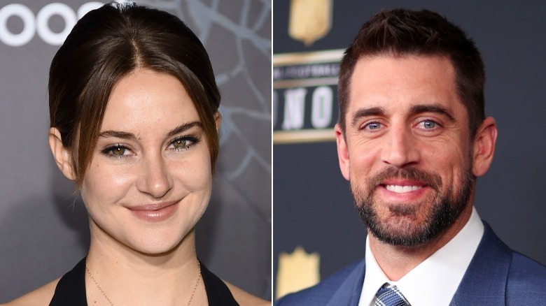 Shailene Woodley and Aaron Rodgers smiling