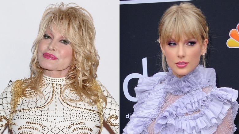 Dolly Parton and Taylor Swift side by side