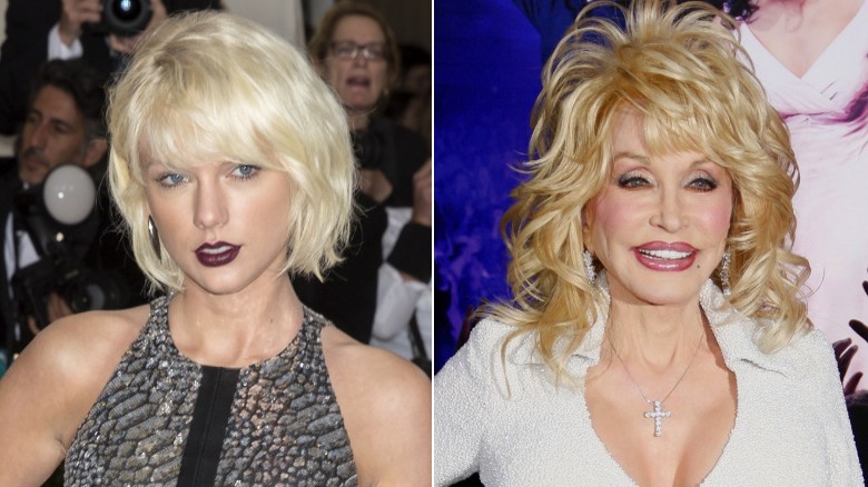 Taylor Swift posing with Dolly Parton
