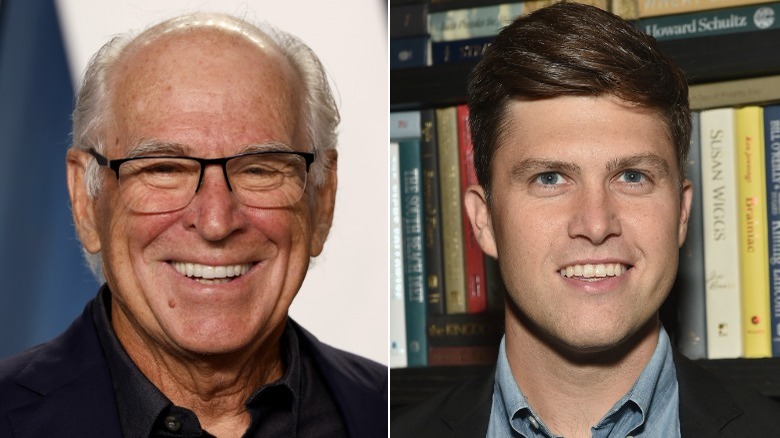 Jimmy Buffett and Colin Jost smile for pictures