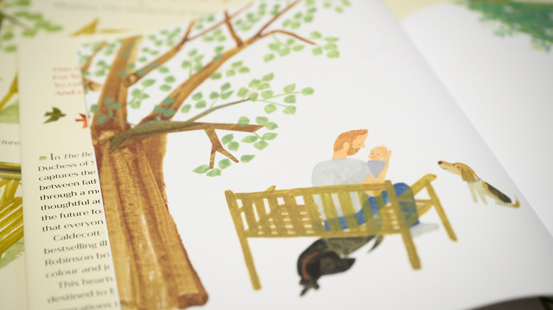 illustration of father and son from Meghan Markle's book "The Bench"