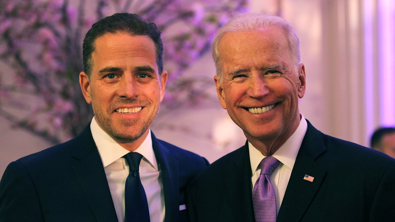 Hunter and Joe Biden pose together in 2016