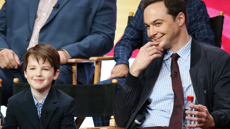 Jim Parsons and Iain Armitage on stage