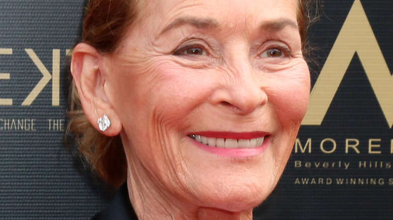 Judge Judy smiles at the Daytime Emmy carpet in 2019