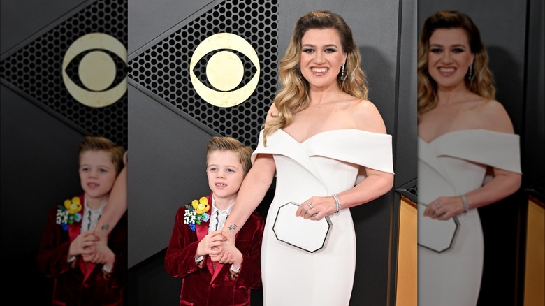 Kelly Clarksom white dress son Remington