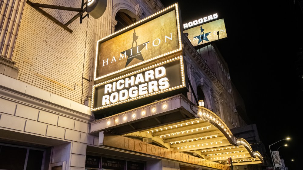 Rodgers Theater with Hamilton sign 