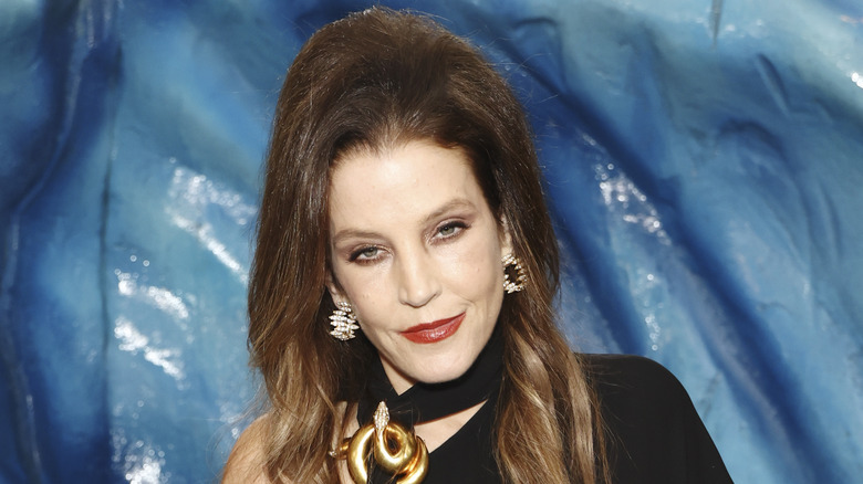 Lisa Marie Presley wearing black