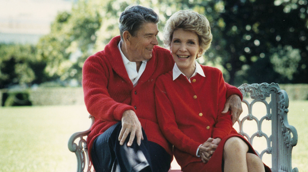 Ronald Reagan and Nancy Reagan sitting