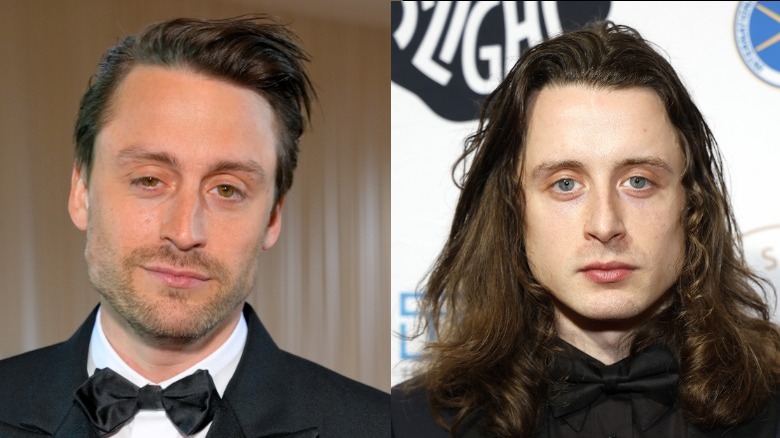 Kieran Culkin poses at an event, Rory Culkin wears a black tux