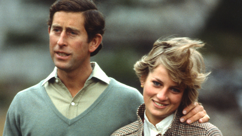 Prince Charles and Princess Diana walking