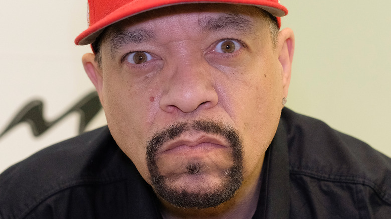 Ice-T with red cap on