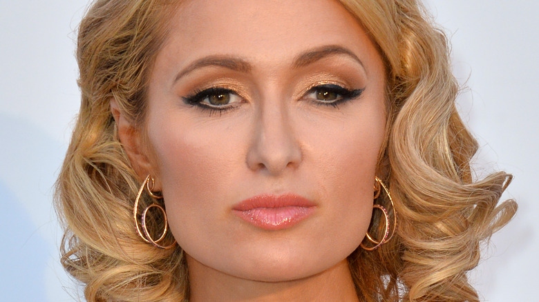 Paris Hilton looking stern